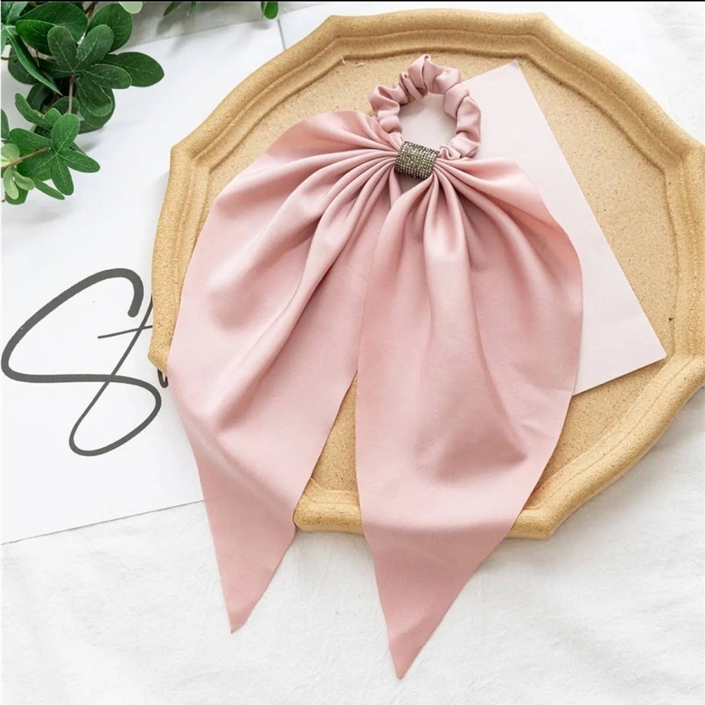 Diamond Bow Hair Tie Scrunchies, Pink